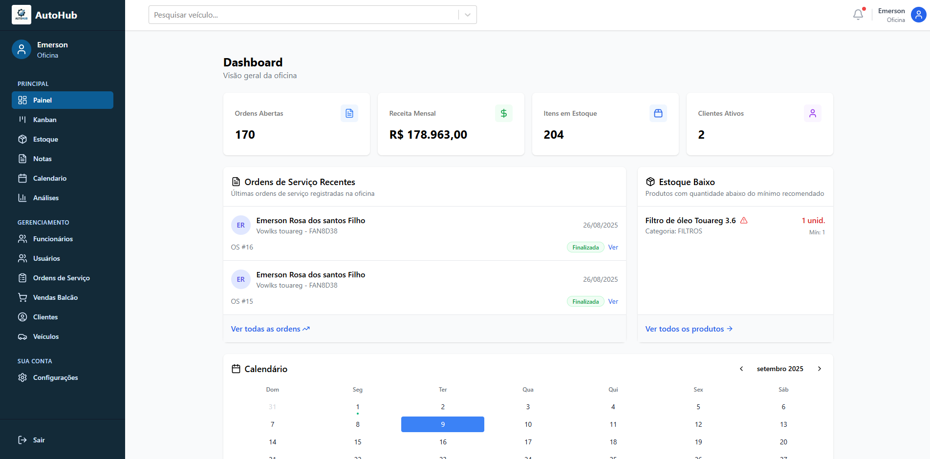 Interface da Plataforma SaaS